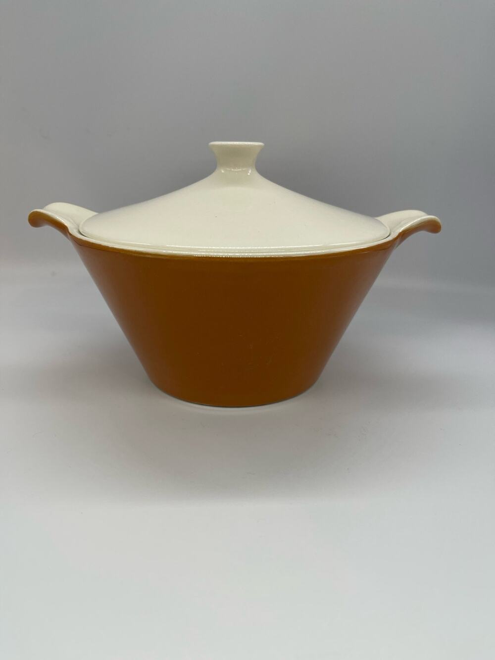 Vintage MCM Royal China Star Glow Covered Casserole Serving Dish Rust Brown
